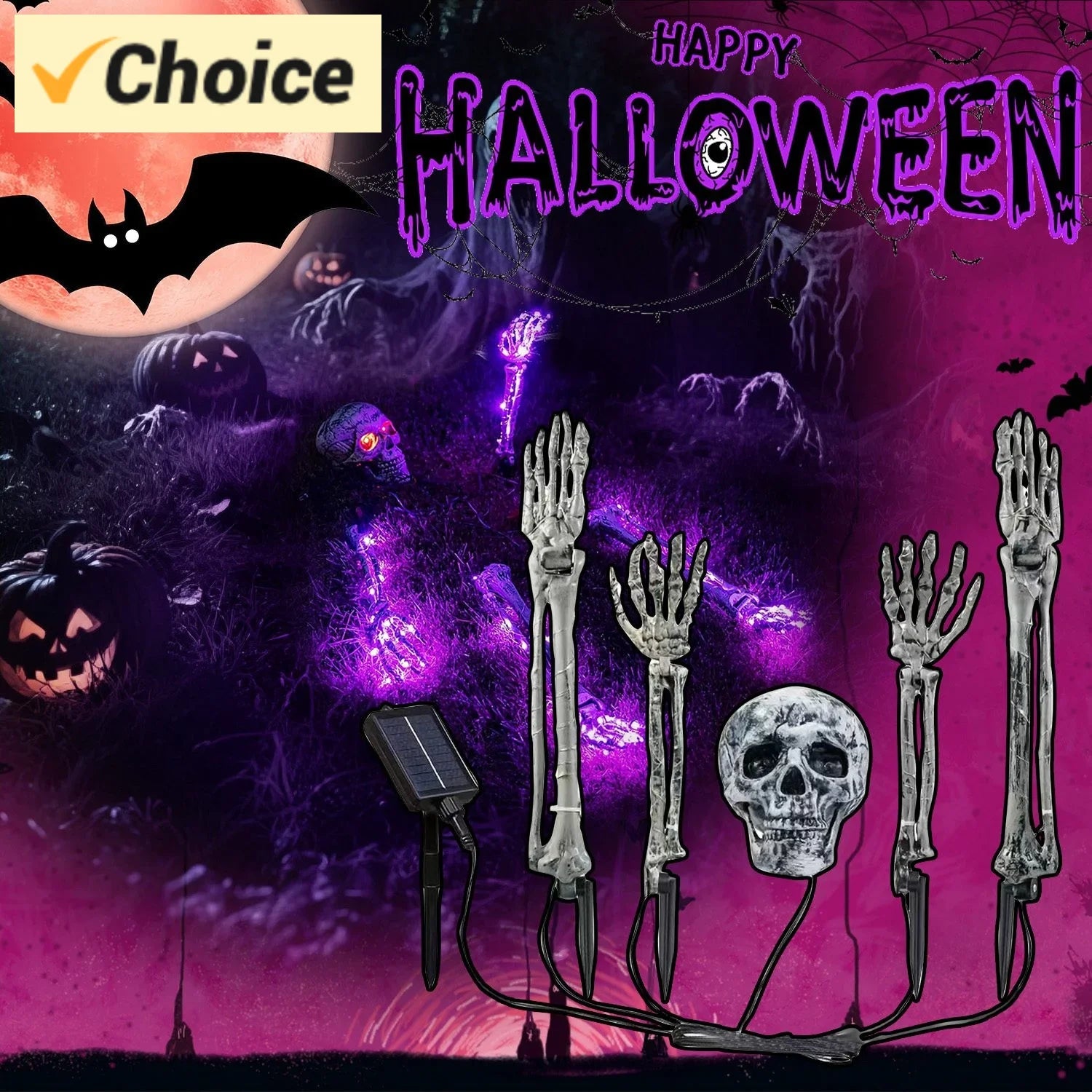 Realistic Skeleton Halloween Decoration Lights Outdoor, Adjust Brightness, Timer, 8 Light Modes, Halloween Horror/Scary Decorat