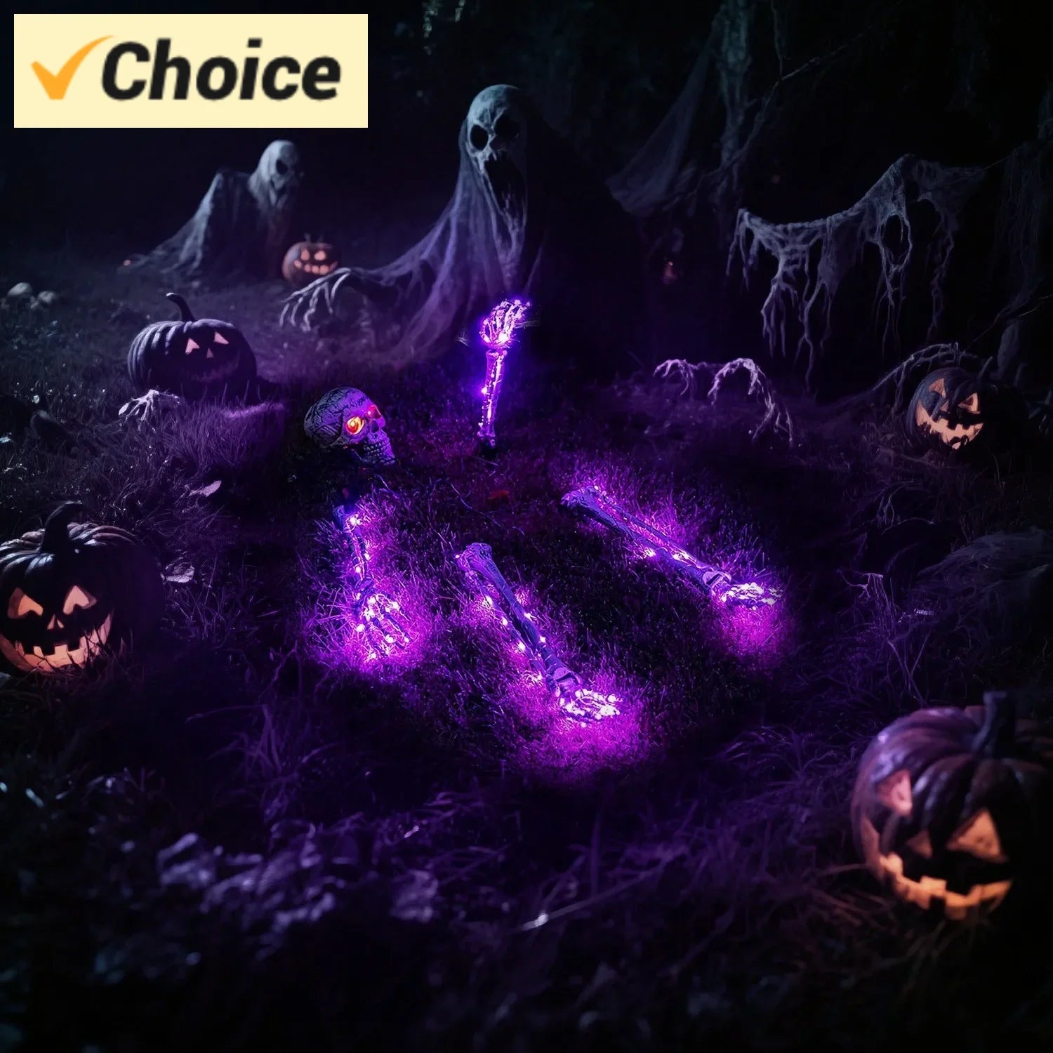 Realistic Skeleton Halloween Decoration Lights Outdoor, Adjust Brightness, Timer, 8 Light Modes, Halloween Horror/Scary Decorat